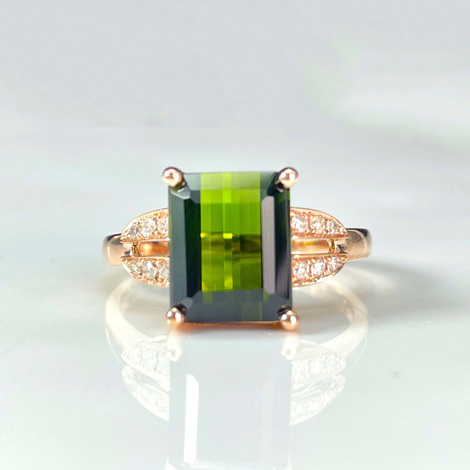 14k Gold 3.89 Ctw Natural Tourmaline & Diamond Ring (1 of 6)