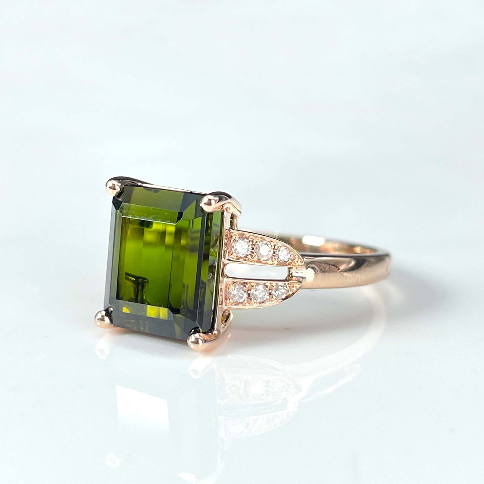 14k Gold 3.89 Ctw Natural Tourmaline & Diamond Ring - 4
