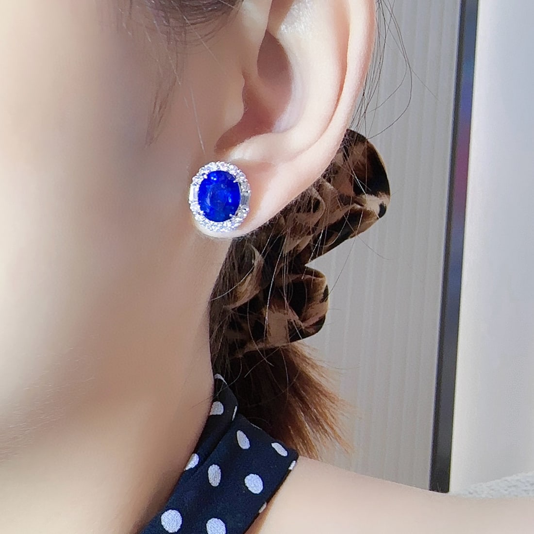 14k Gold 7.88 Ctw Natural Sapphire & Diamond Earrings - 2