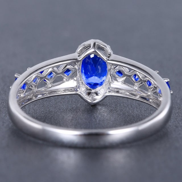 14k Gold 1.10 Ctw Natural Sapphire & Diamond Ring - 4