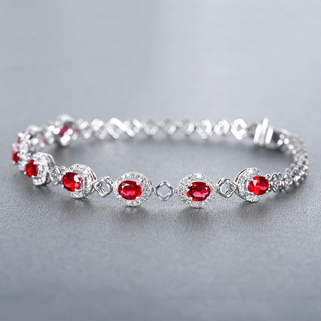 14k Gold 2.81 Ctw Natural Ruby & Diamond Bracelet - 2