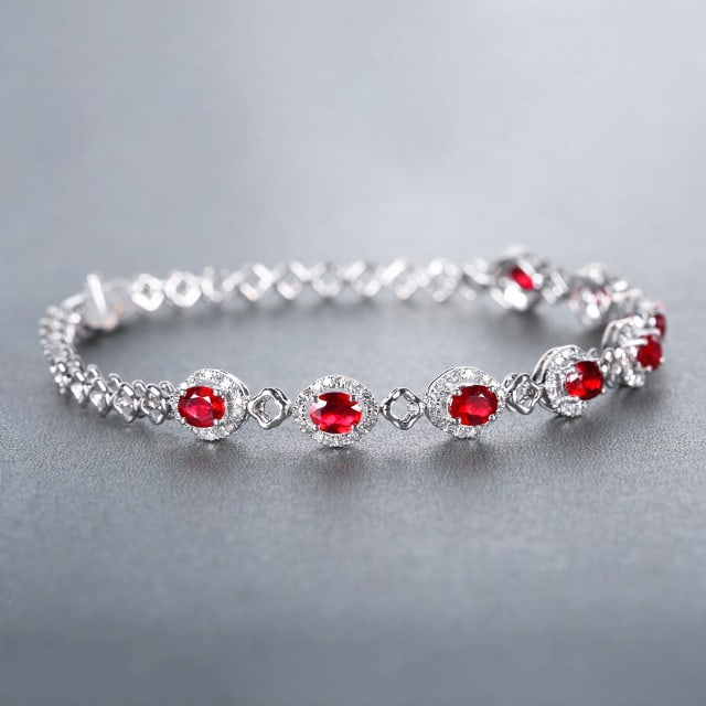 14k Gold 2.81 Ctw Natural Ruby & Diamond Bracelet - 3
