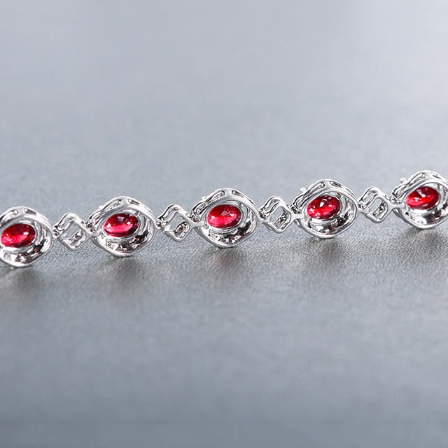 14k Gold 2.81 Ctw Natural Ruby & Diamond Bracelet - 4