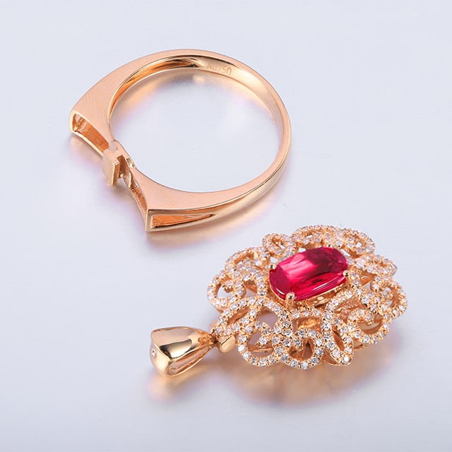 14k Gold 1.6 Ctw Natural Ruby & Diamond Ring/pendant( Without Chain ) - 6