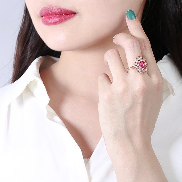 14k Gold 1.6 Ctw Natural Ruby & Diamond Ring/pendant( Without Chain ) - 7