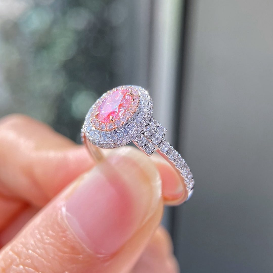 Gia Certified 14k Gold 1.11 Ctw Natural Pink Diamond & Diamond Ring - 2
