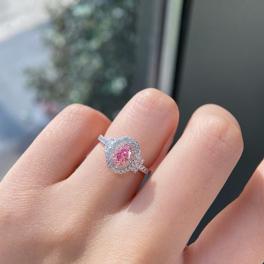 Gia Certified 14k Gold 1.11 Ctw Natural Pink Diamond & Diamond Ring - 3