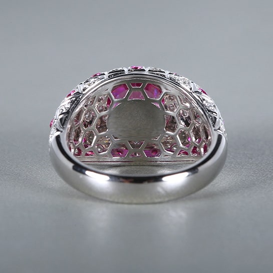 14k Gold 2.63 Ctw Natural Padparadscha Sapphire & Diamond Ring - 4