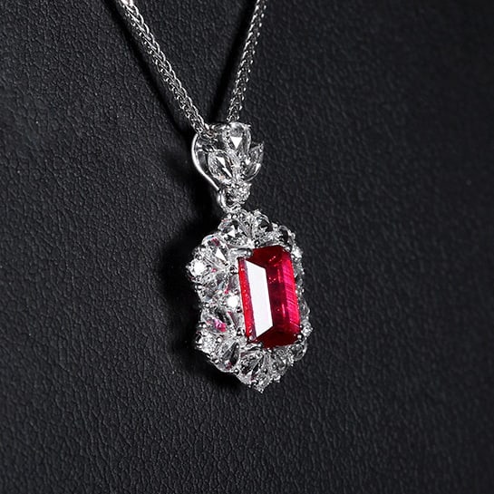 14k Gold 1.50 Ctw Natural Ruby & Diamond Pendant( Without Chain ) - 3