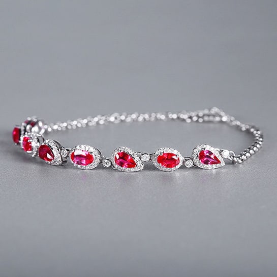 14k Gold 2.58 Ctw Natural Ruby & Diamond Bracelet - 2
