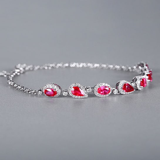 14k Gold 2.58 Ctw Natural Ruby & Diamond Bracelet - 3