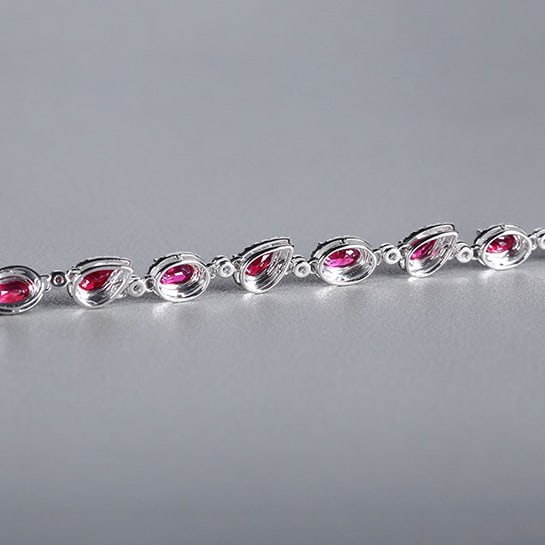 14k Gold 2.58 Ctw Natural Ruby & Diamond Bracelet - 4