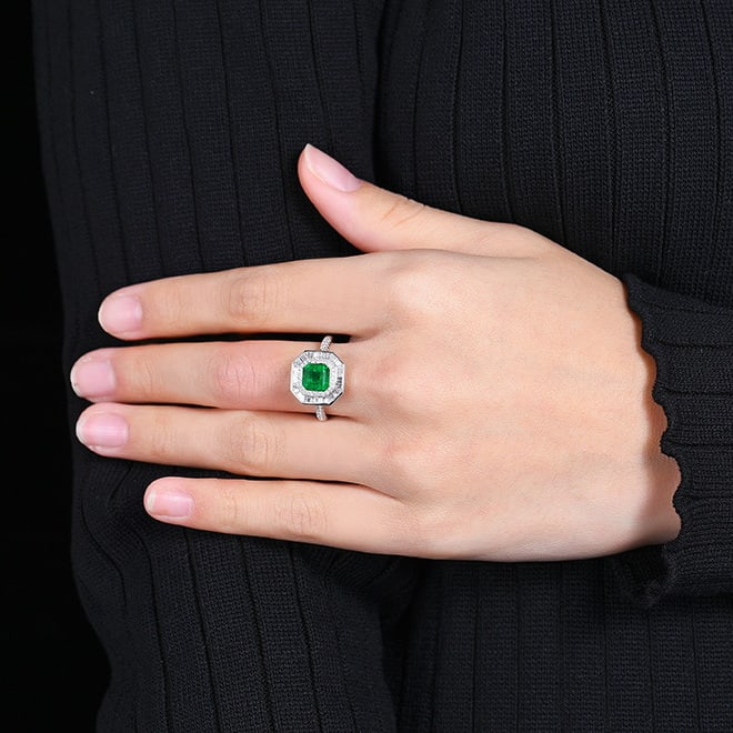 14k Gold 1.99 Ctw Vivid Green Natural Emerald & Diamond Ring/pendant( Without Chain ) - 6