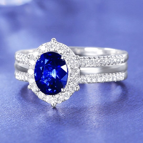 14k Gold 1.63 Ctw Natural Sapphire & Diamond Ring - 2