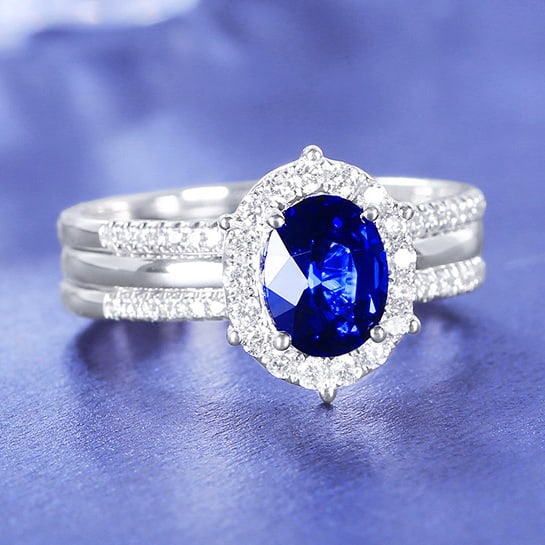 14k Gold 1.63 Ctw Natural Sapphire & Diamond Ring - 3