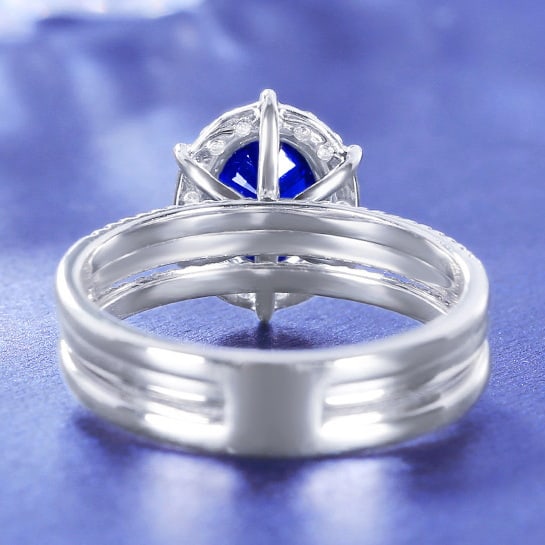 14k Gold 1.63 Ctw Natural Sapphire & Diamond Ring - 4
