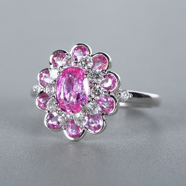 14k Gold 2.20 Ctw Natural Padparadscha Sapphire & Diamond Ring - 3