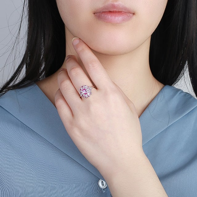 14k Gold 2.20 Ctw Natural Padparadscha Sapphire & Diamond Ring - 5