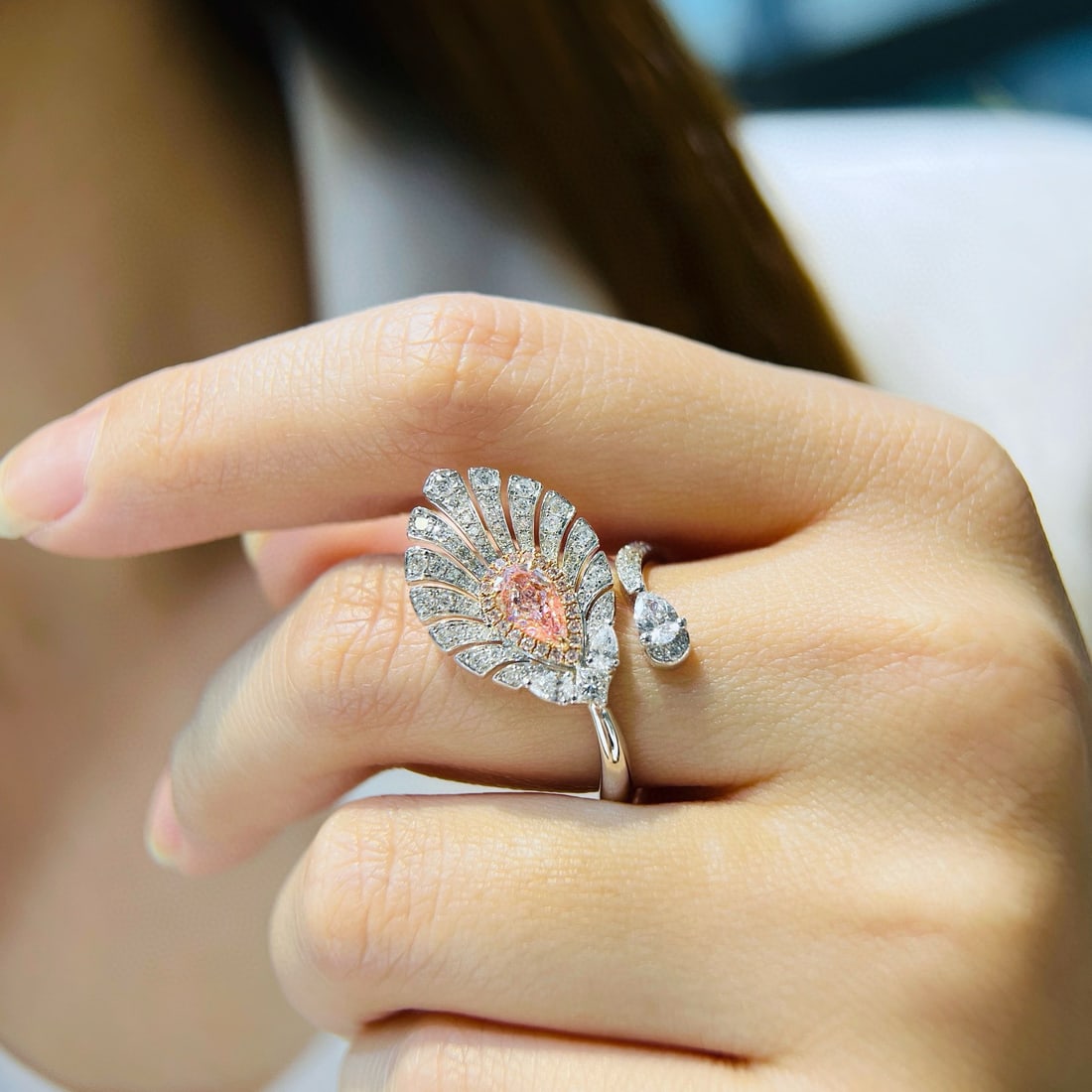 Gia Certified 14k Gold 1.28 Ctw Natural Pink Diamond & Diamond Ring - 2