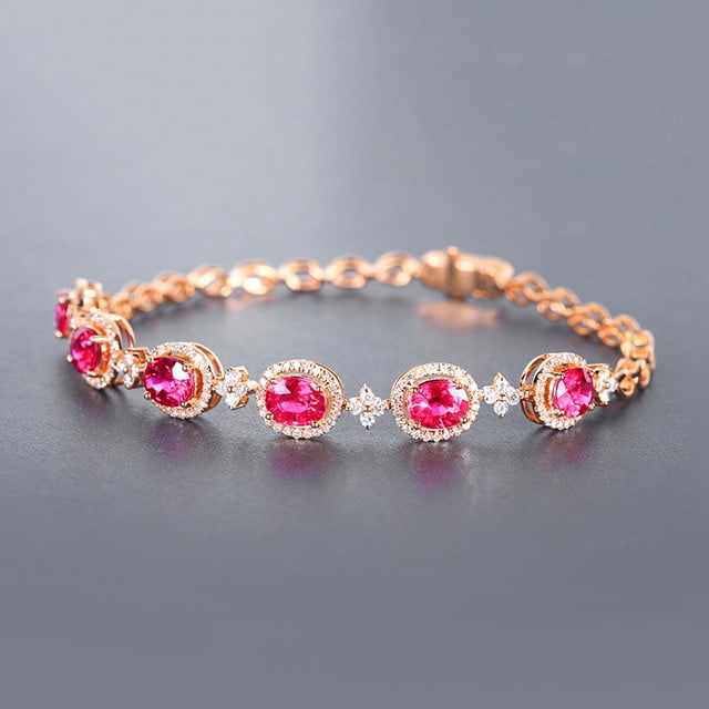 14k Gold 4.36 Ctw Natural Ruby & Diamond Bracelet - 2