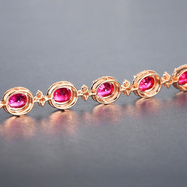 14k Gold 4.36 Ctw Natural Ruby & Diamond Bracelet - 4