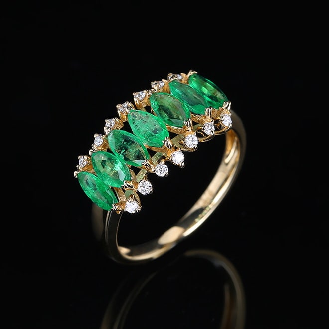 14k Gold 1.44 Ctw Natural Emerald & Diamond Ring - 5