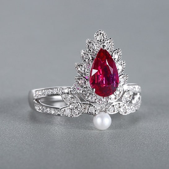14k Gold 1.34 Ctw Natural Ruby & Diamond Ring - 4