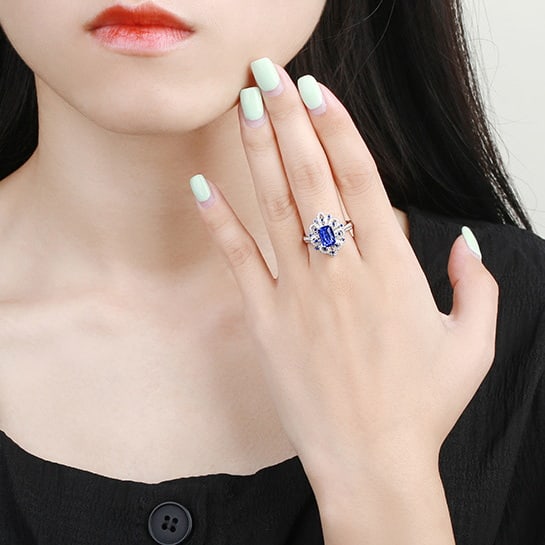 14k Gold 2.59 Ctw Natural Sapphire & Diamond Ring - 5