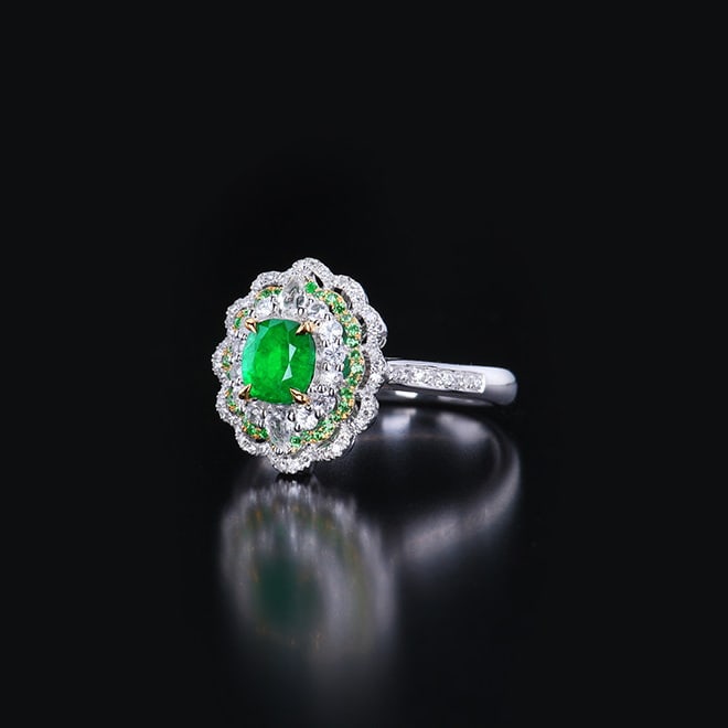 14k Gold 0.89 Ctw Vivid Green Natural Emerald & Diamond Ring/pendant( Without Chain ) - 5
