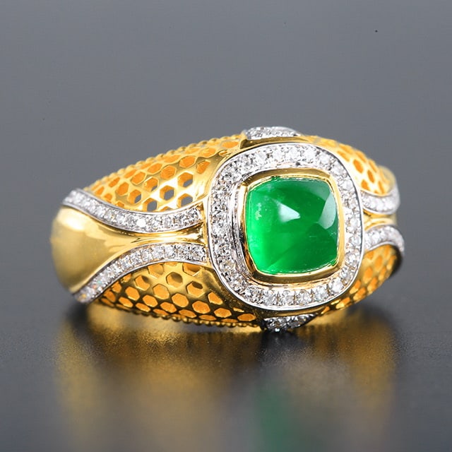 14k Gold 2.61 Ctw Vivid Green Natural Emerald & Diamond Ring - 2