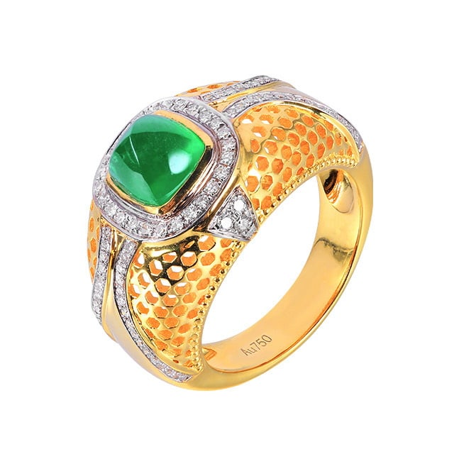 14k Gold 2.61 Ctw Vivid Green Natural Emerald & Diamond Ring - 5