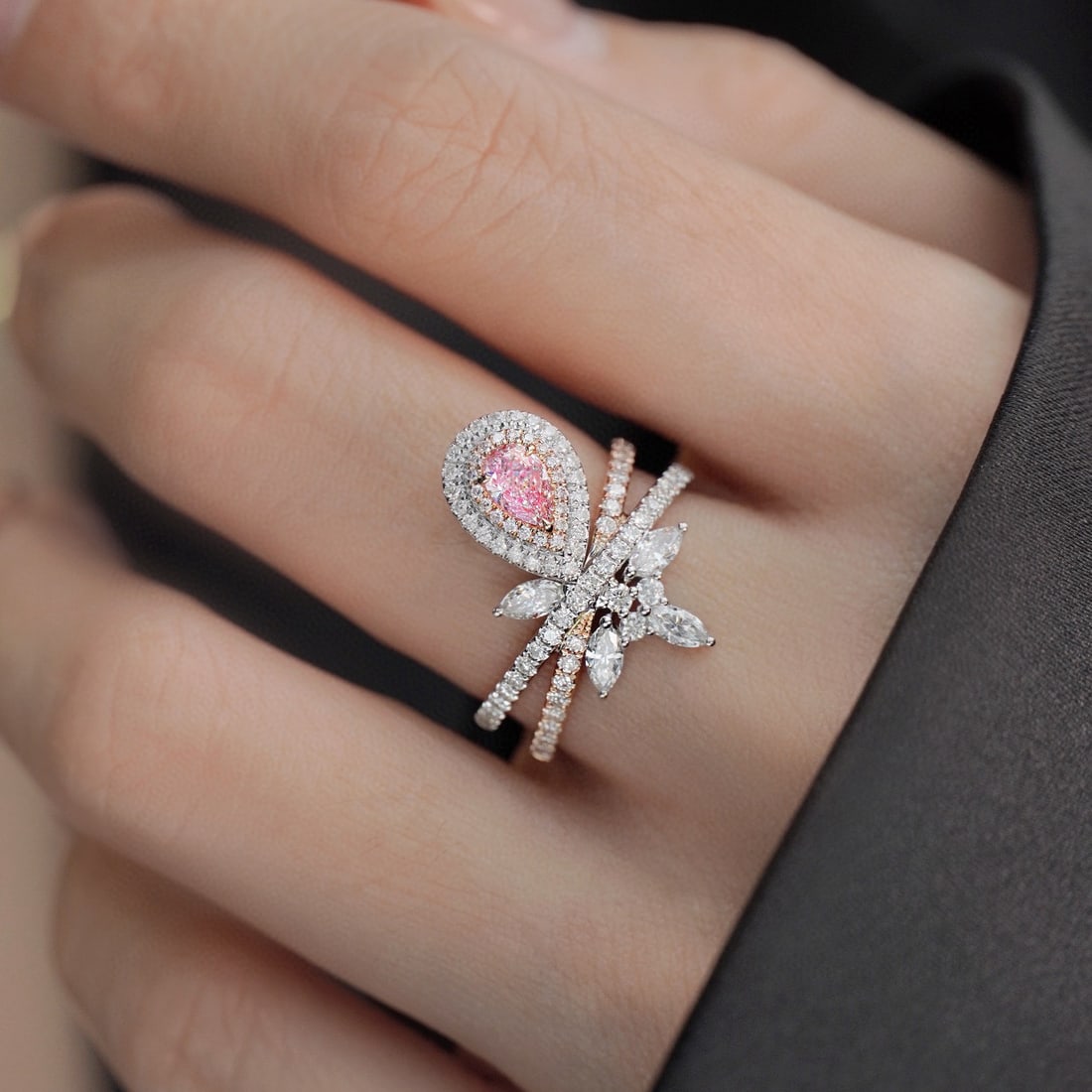 Gia Certified 14k Gold 1.17 Ctw Natural Pink Diamond & Diamond Ring - 3