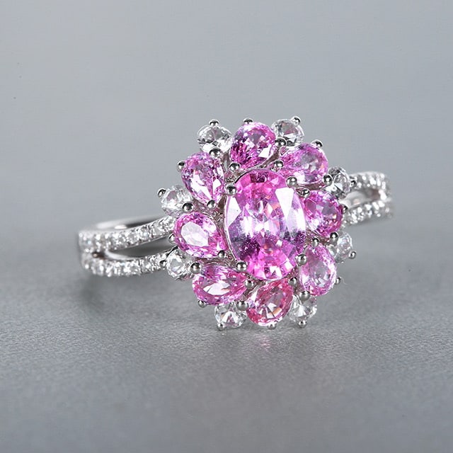 14k Gold 1.87 Ctw Natural Padparadscha Sapphire & Diamond Ring - 2