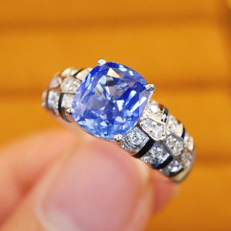 14k Gold 2.45 Ctw Natural Sapphire & Diamond Ring - 3