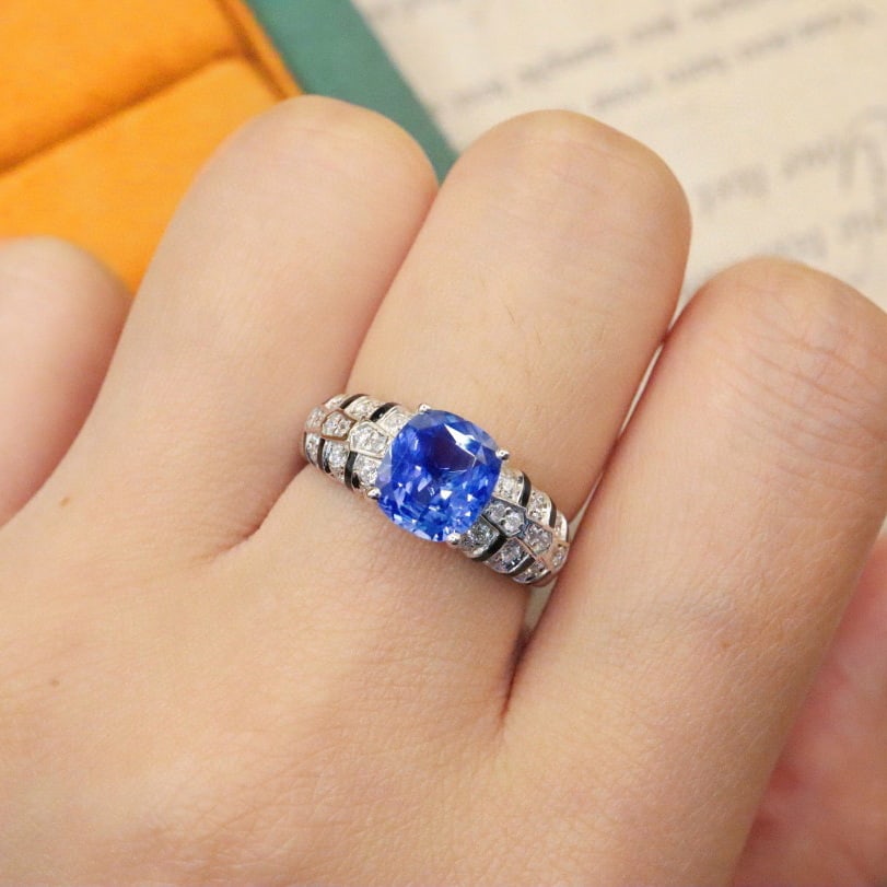 14k Gold 2.45 Ctw Natural Sapphire & Diamond Ring - 5