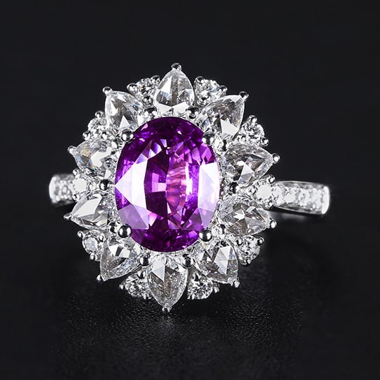 14k Gold 2.96 Ctw Natural Sapphire & Diamond Ring - 2