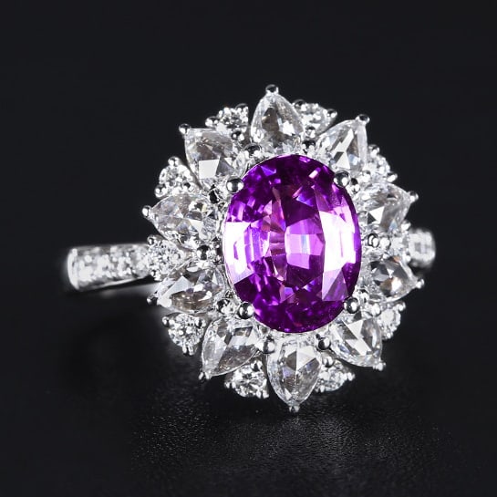 14k Gold 2.96 Ctw Natural Sapphire & Diamond Ring - 3