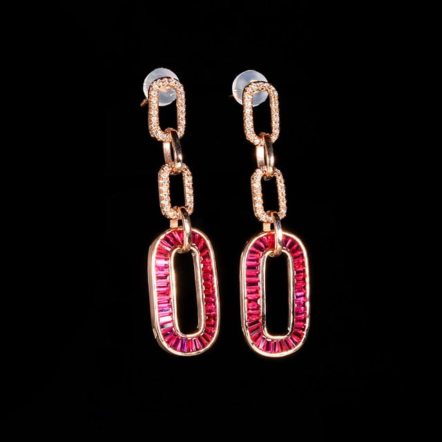 14k Gold 2.68 Ctw Natural Ruby & Diamond Earrings - 2