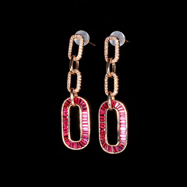 14k Gold 2.68 Ctw Natural Ruby & Diamond Earrings - 3