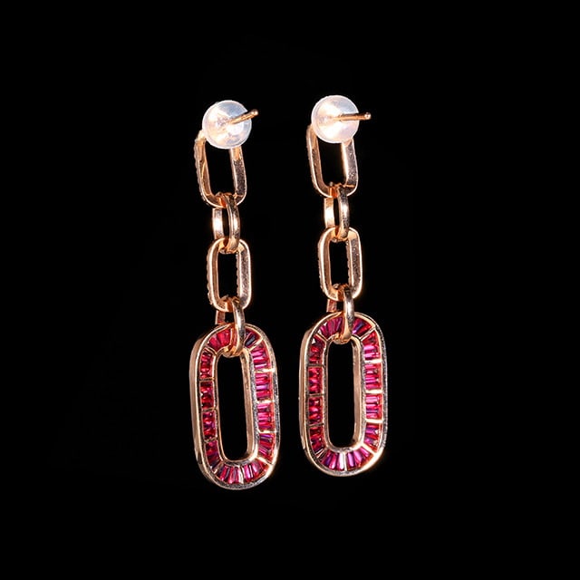14k Gold 2.68 Ctw Natural Ruby & Diamond Earrings - 4