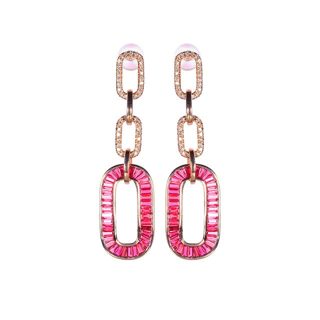 14k Gold 2.68 Ctw Natural Ruby & Diamond Earrings - 5