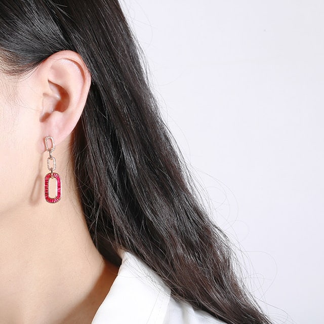 14k Gold 2.68 Ctw Natural Ruby & Diamond Earrings - 6