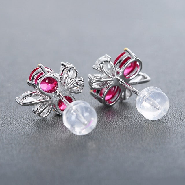 14k Gold 3.01 Ctw Natural Ruby & Diamond Earrings - 3