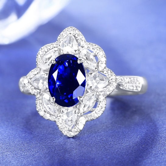 14k Gold 2.67 Ctw Natural Sapphire & Diamond Ring - 2
