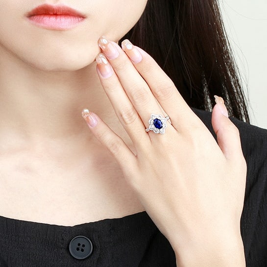 14k Gold 2.67 Ctw Natural Sapphire & Diamond Ring - 5