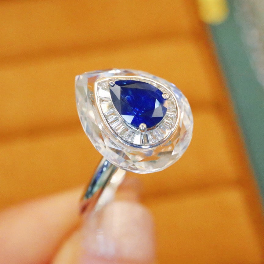 14k Gold 1.00 Ctw Natural Sapphire & Diamond Ring - 3