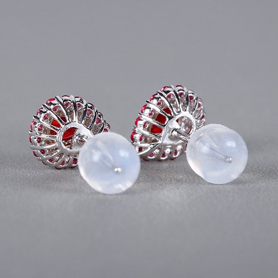 14k Gold 1.15 Ctw Natural Ruby & Diamond Earrings - 3