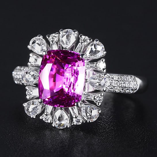 14k Gold 2.60 Ctw Natural Sapphire & Diamond Ring - 2