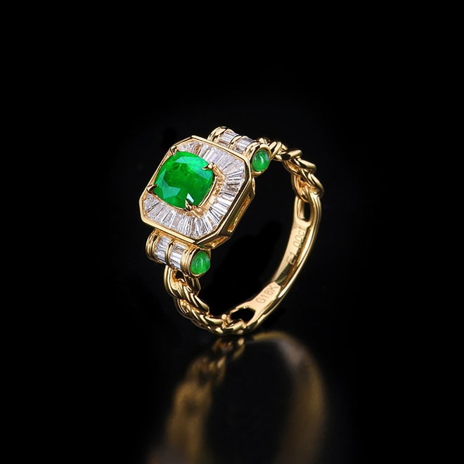 14k Gold 1.61 Ctw Vivid Green Natural Emerald & Diamond Ring - 4