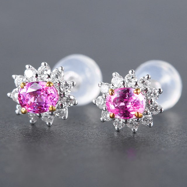 14k Gold 0.90 Ctw Natural Sapphire & Diamond Earrings - 2